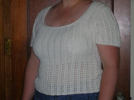 Sarah modelling the simple summer sweater
