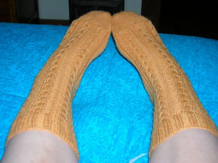 orange cabled socks