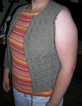 unfinished sleeve of Nicola cardigan