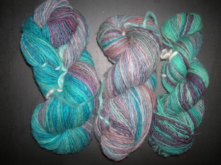 handspun from hand-dyed roving