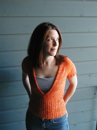 Deb's orange sweater