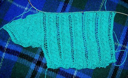 cables and lace swatch