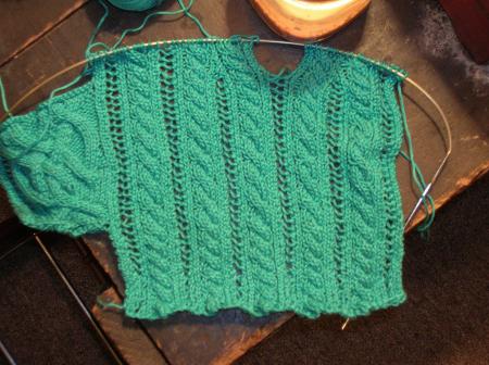 cable and lace swatch