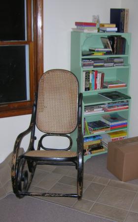 bookshelf in corner