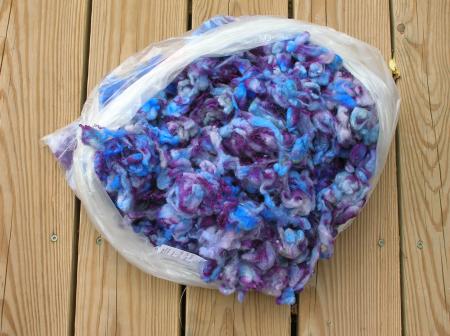 dyed Corriedale lamb's wool